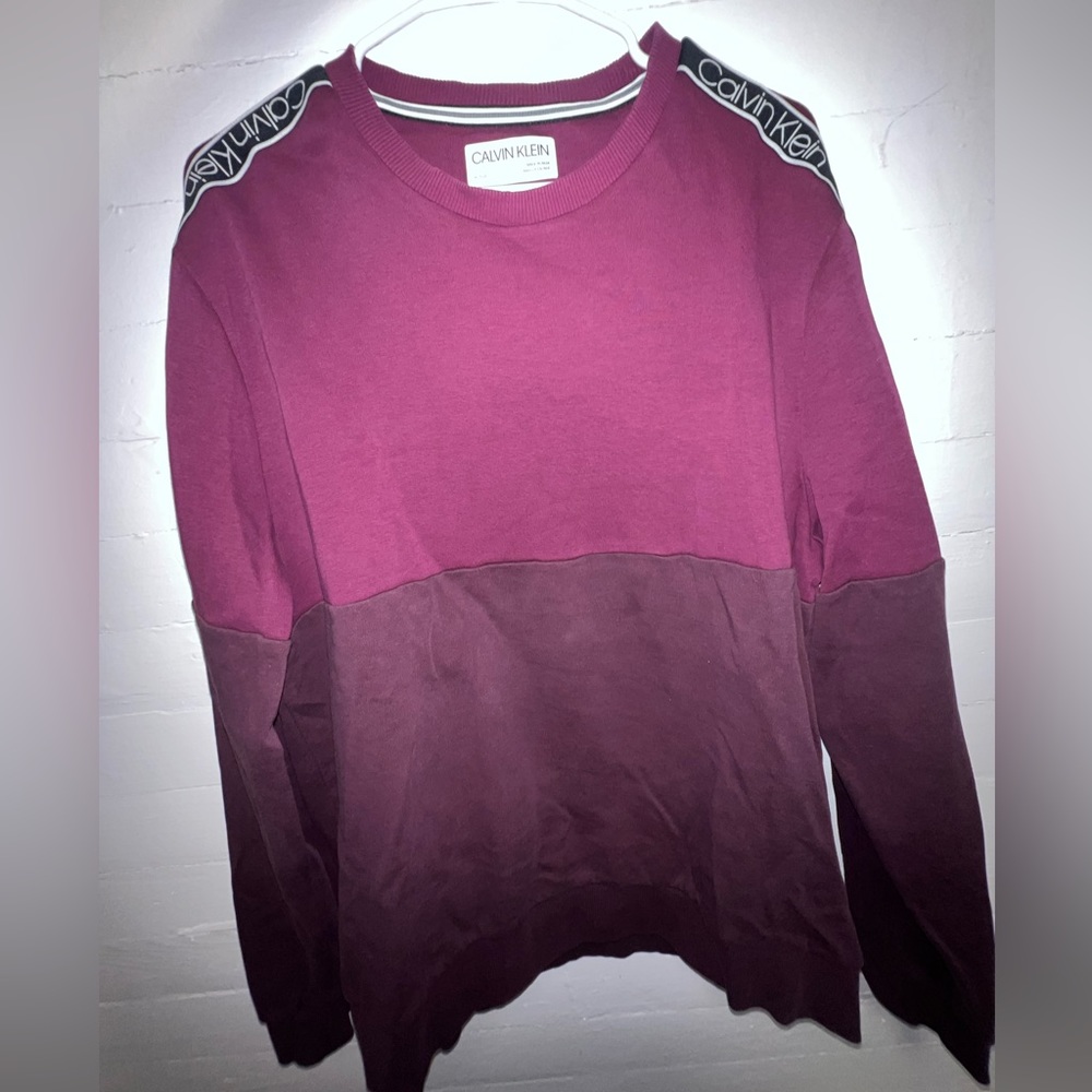 Mens Calvin Klein Maroon Colorblocked Crewneck